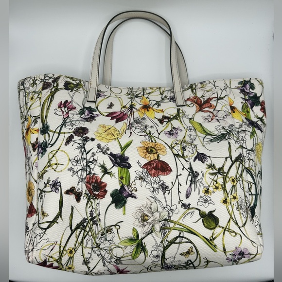 🌷 Gucci Flora Canvas Open Tote Floral - Picture 2 of 16
